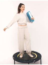 stradivarius παντελόνι jogger μπαλούν με γυριστή μέση και απαλή υφή πέτρα s