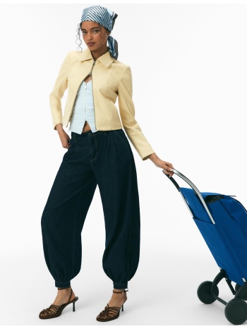 stradivarius εφαρμοστό τζάκετ με όψη δέρματος κίτρινο