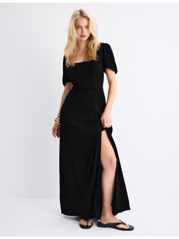 stradivarius μακρύ ριχτό φόρεμα με χιαστί πλάτη μαύρο s