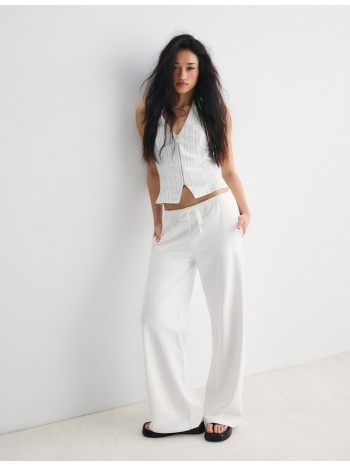 stradivarius παντελόνι jogger φαρδύ μπαντζάκι εκρού xs