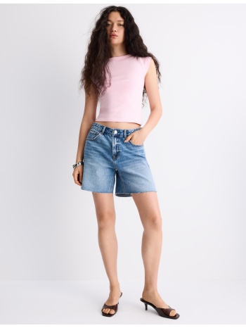 stradivarius μπλούζα basic με λαιμόκοψη χαμόγελο σομόν xl