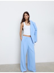 stradivarius αμπιγιέ παντελόνι με χιαστί μέση μπλε ρουαγιάλ 40