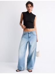 stradivarius μπλούζα στυλ qipao από δαντέλα μαύρο s