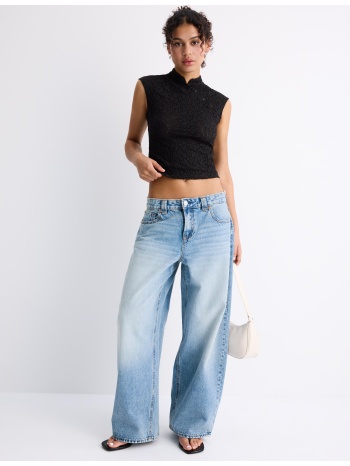 stradivarius μπλούζα στυλ qipao από δαντέλα μαύρο s