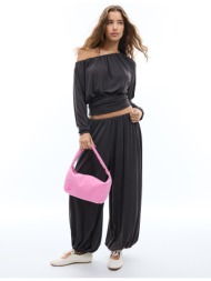 stradivarius ριχτό παντελόνι μπαλούν απαλής υφής ανθρακί m