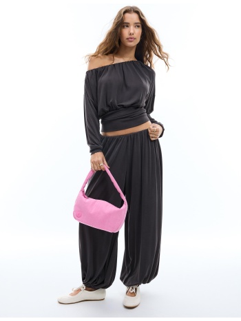 stradivarius ριχτό παντελόνι μπαλούν απαλής υφής ανθρακί m