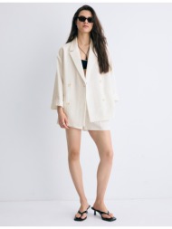 stradivarius ριχτό σακάκι με διπλή σειρά κουμπιών εκρού m