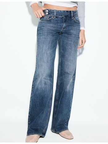 stradivarius χαμηλόμεσο τζιν straight με θηλιά για σφυρί