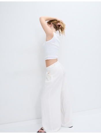 stradivarius ρουστίκ παντελόνι wide με ρυθμιζόμενα κουμπιά