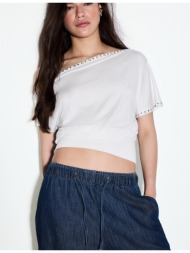 stradivarius χυτό τζιν παντελόνι με κορδόνι σκούρο μπλε xs