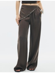 stradivarius παντελόνι tencel με μαντήλι καφέ s