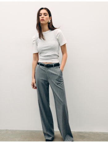 stradivarius ριχτό παντελόνι σε ίσια γραμμή με ζώνη ανθρακί