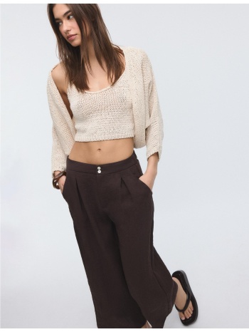 stradivarius ρουστίκ παντελόνι culotte καφέ 34