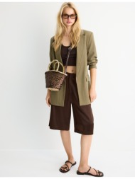 stradivarius βασικό ρουστίκ σακάκι λαδί m