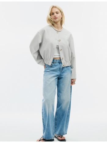 stradivarius καπιτονέ μπουφάν με στρογγυλή λαιμόκοψη εκρού