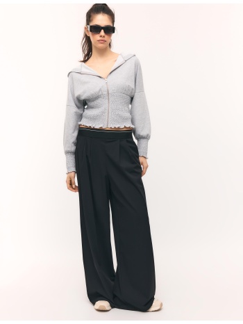 stradivarius φούτερ με φερμουάρ γκρι μελανζέ m