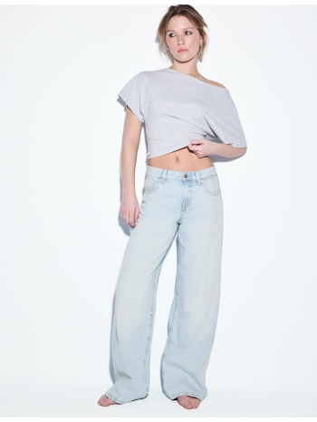 stradivarius τζιν χαμηλόμεσο φαρδύ μπαντζάκι με αστέρι