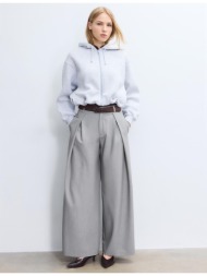 stradivarius παντελόνι maxi πιέτα με ζώνη γκρι μελανζέ 42