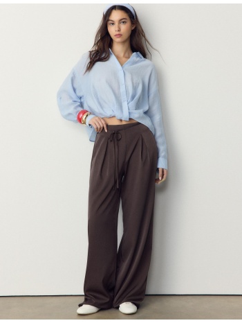 stradivarius ριχτό παντελόνι με τσαλακωμένη όψη και φιόγκο