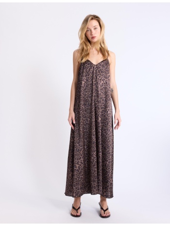 stradivarius μακρύ σατινέ φόρεμα μεσαίο μπεζ s