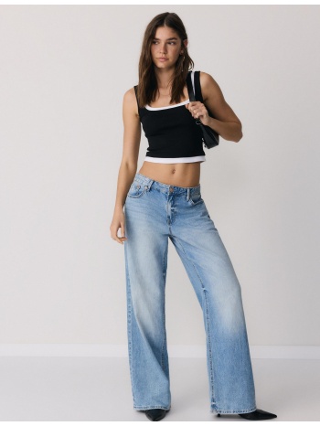 stradivarius μπλούζα διπλής στρώσης με τετράγωνη λαιμόκοψη