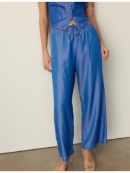 stradivarius χυτό τζιν παντελόνι culotte μπλε μεσαίας απόχρωσης l