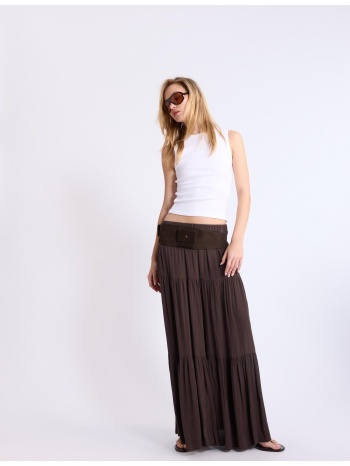 stradivarius μίντι φούστα boho καφέ s