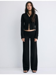 stradivarius παντελόνι κολάν με γυριστή μέση μαύρο xl