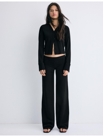 stradivarius παντελόνι κολάν με γυριστή μέση μαύρο xl