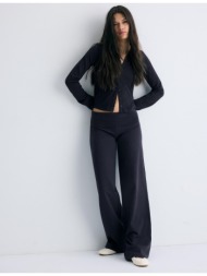 stradivarius παντελόνι κολάν με γυριστή μέση navy blue l