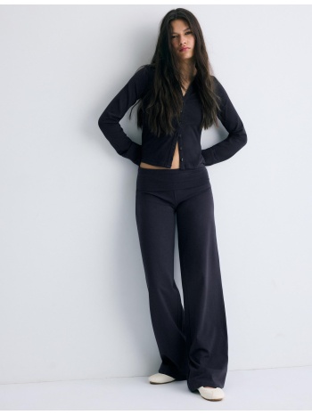 stradivarius παντελόνι κολάν με γυριστή μέση navy blue l