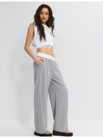 stradivarius jogger παντελόνι με stoppers γκρι μελανζέ xs