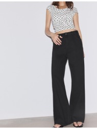 stradivarius τζιν παντελόνι με φαρδύ μπατζάκι μαύρο 42