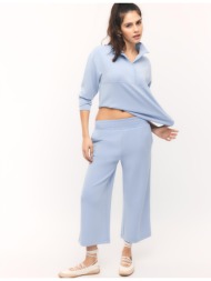 stradivarius παντελόνι culotte απαλής υφής σιέλ l