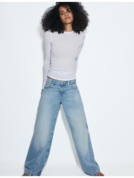 stradivarius τζιν χαμηλόμεσο φαρδύ μπαντζάκι με αστέρι πολύ σκούρο μπλε/αποκολλαρισμένο 32