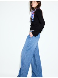 stradivarius ριχτό τζιν παντελόνι με κορδόνι μπλε μεσαίας απόχρωσης l