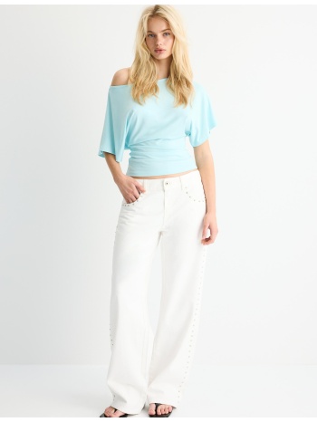 stradivarius κοντομάνικη μπλούζα με λαιμόκοψη-βάρκα