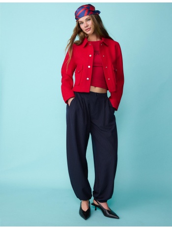 stradivarius κοντό τζάκετ απαλής υφής κόκκινο xs σε προσφορά