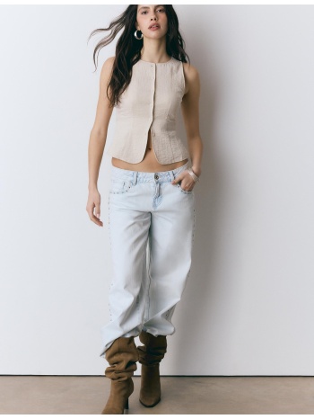 stradivarius γιλέκο με κουμπιά πέτρα m