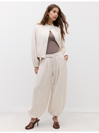 stradivarius παντελόνι μπαλούν με αγκράφα εκρού 40