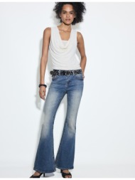 stradivarius d04 χαμηλόμεσο τζιν καμπάνα μπλε overdye 36