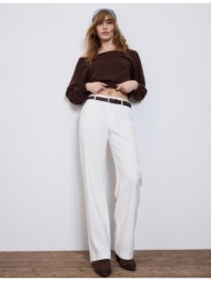 stradivarius ριχτό παντελόνι σε ίσια γραμμή με ζώνη εκρού 38