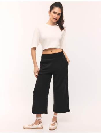 stradivarius παντελόνι culotte απαλής υφής μαύρο xs