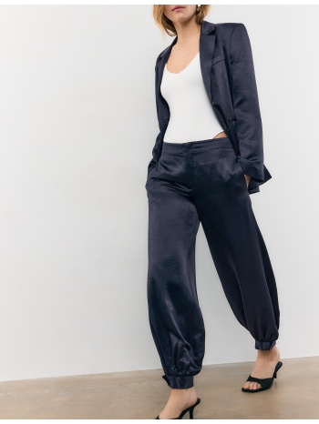 stradivarius παντελόνι μπαλούν σατινέ αμπιγιέ σκούρο μπλε 36
