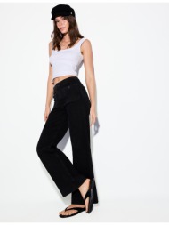 stradivarius d77 μινιμαλίστ τζιν με τσέπες ξεβαμμένο μαύρο 44