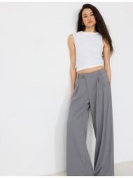 stradivarius αμπιγιέ παντελόνι με χιαστί μέση ανθρακί 44