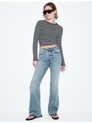 stradivarius d74 τζιν καμπάνα με σκίσιμο γαλάζιο 44