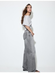 stradivarius τζιν παντελόνι d92 σε ίσια γραμμή με φαρδιά γραμμή γκρι μεσαίας απόχρωσης 34