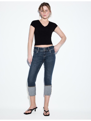 stradivarius χαμηλόμεσο τζιν slim fit μπλε overdye 36