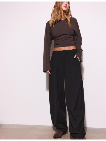 stradivarius baggy παντελόνι με πιέτες μαύρο 38